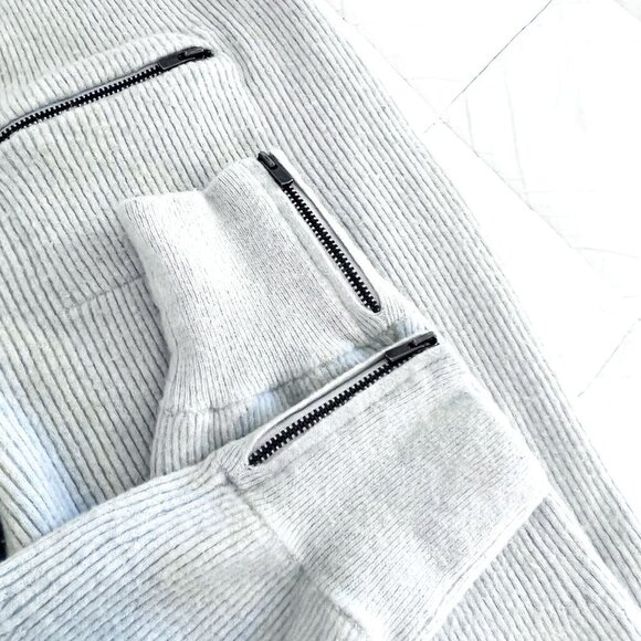 Duffy Light Gray/Grey Cream Ribbed Wool Cashmere Blend Joggers Size Extra Small - Picture 5 of 16